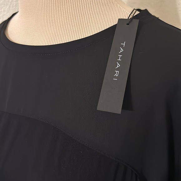 Simply Elegant Classic Tahari Black Top Size M Medium 8 10 - Picture 3 of 4
